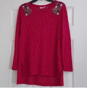 CATO pullover Sheer top  with detailing on shoulders size medium